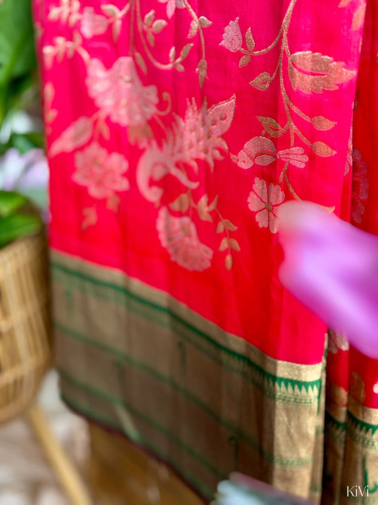 Striking Pink Paithani Saree