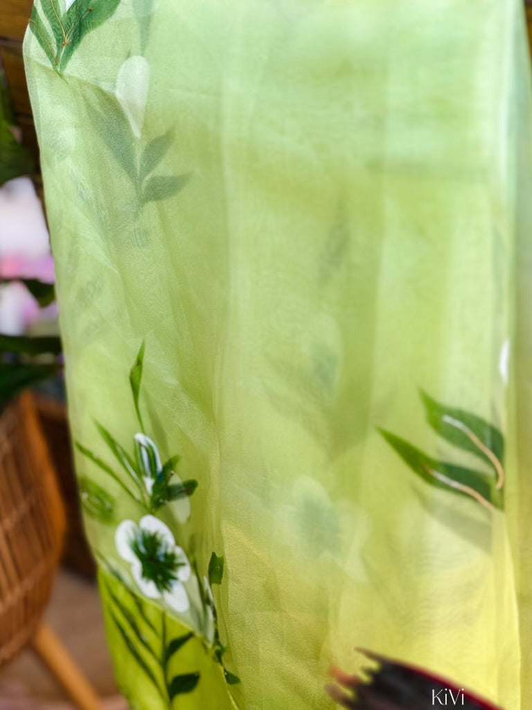 Floral Pastel Organza saree